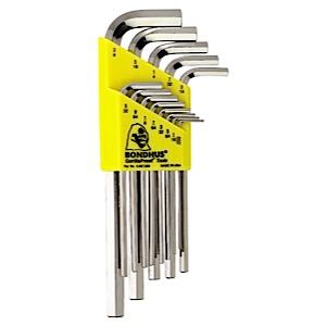 Bondhus 16137, Set 13 BriteGuard Plated Hex L-wrenches .050-3/8" - Long