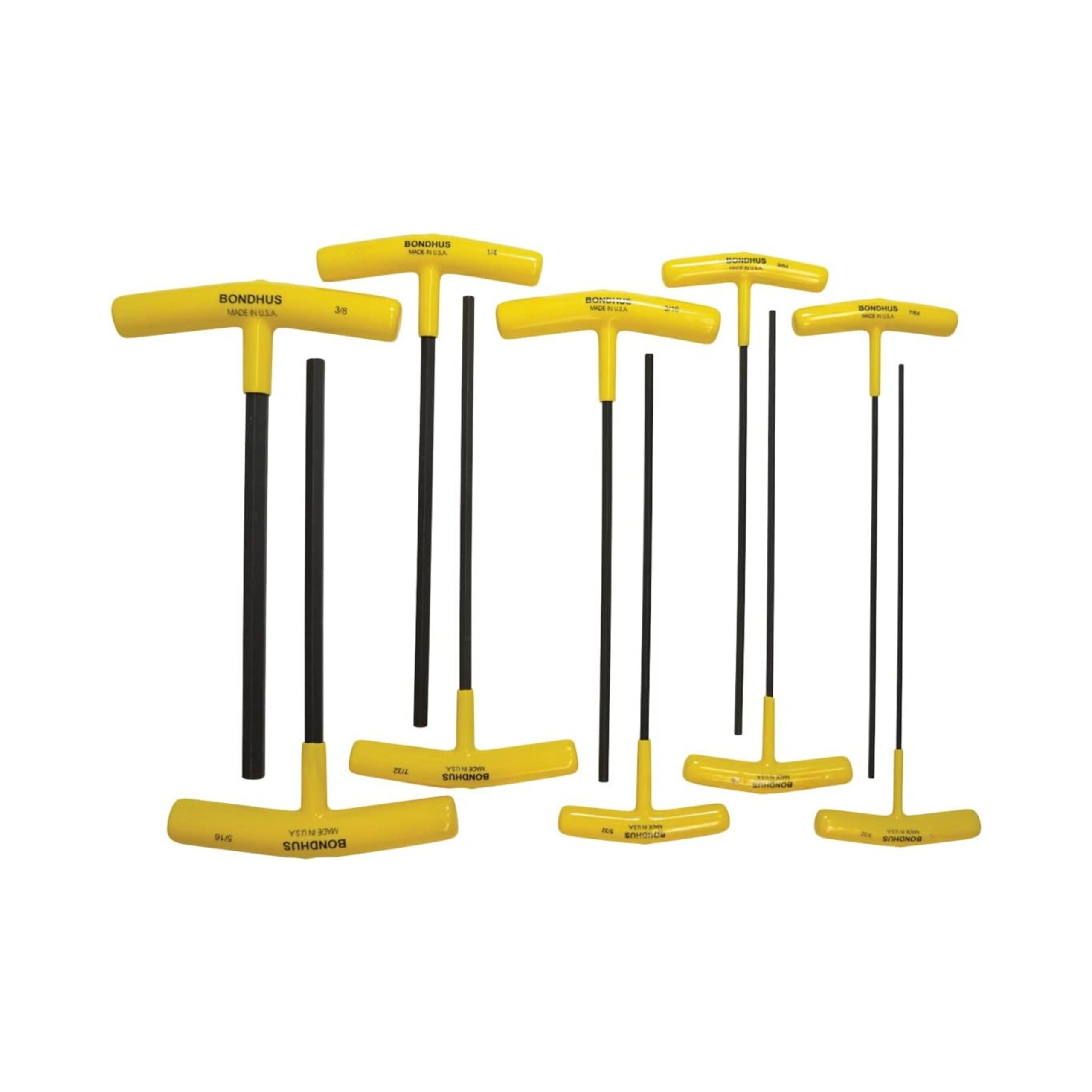 Bondhus 15338, Set 10 Hex T-Handles 9" Length 3/32-3/8"
