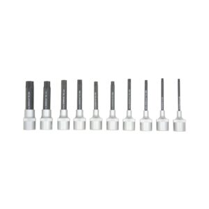 Bondhus 44038, Set 10 ProHold Torx Bits 2" (T10-T55) w/Sockets in Clamshell