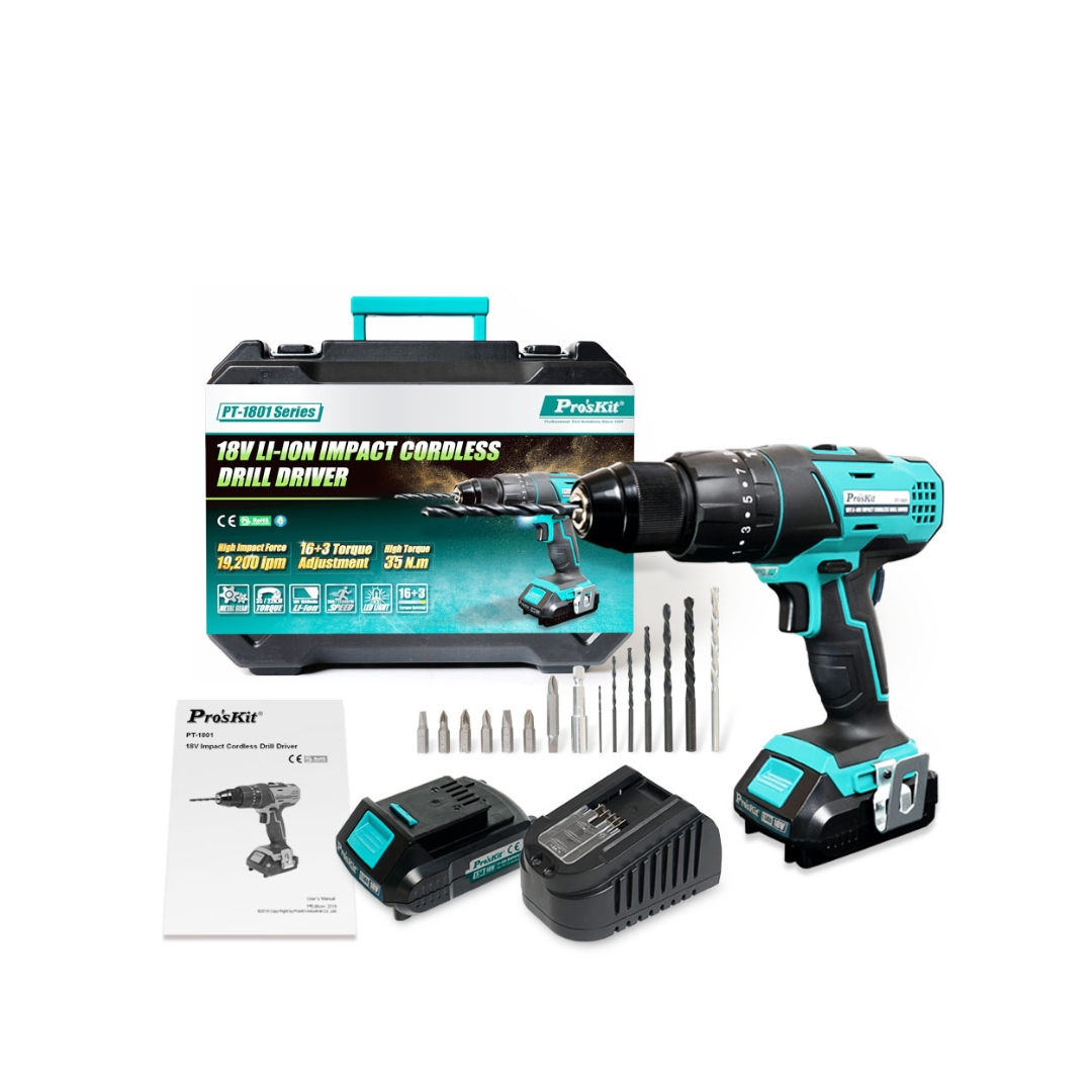 Proskit PT-1801F, 18V Li-Ion Impact Cordless Drill Driver - Image 3