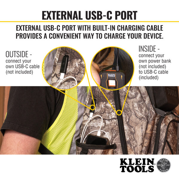 62800BPCAMO Tradesman Pro™ XL Tool Bag Backpack, 40 Pockets, Camo - Image 6