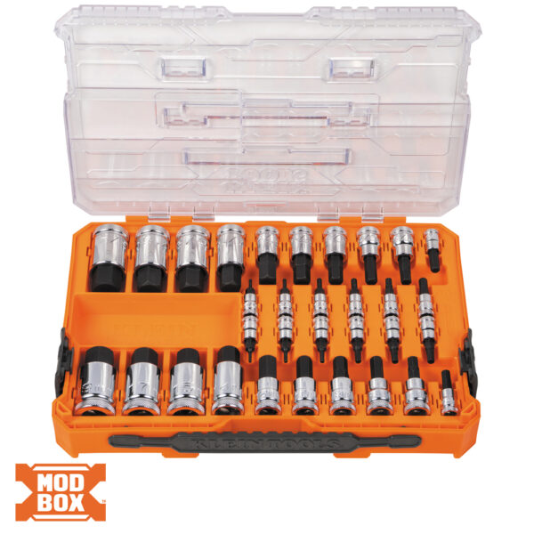 Klein Tools 65233HEX Knurled Hex Bit Socket Set, SAE and Metric, 33-Piece