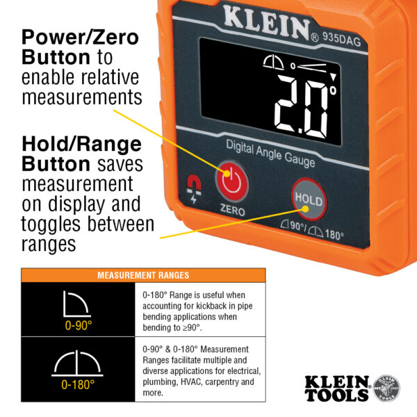 Klein Tools 935DAG Digital Electronic Level and Angle Gauge - Image 3