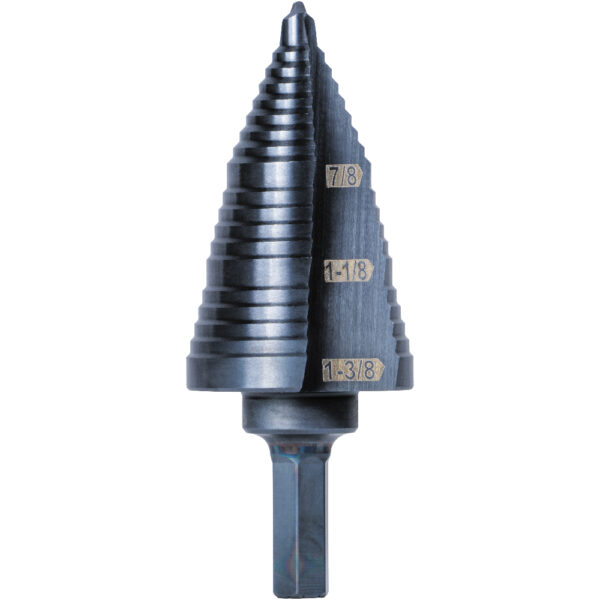 Klein Tool KTSB15, 3-Step Drill Bit, 3/8-Inch Hex, Double Straight Flute
